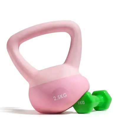 Gantere Kettlebell din plastic este ideal pentru a lucra diferite grupe de mușchi