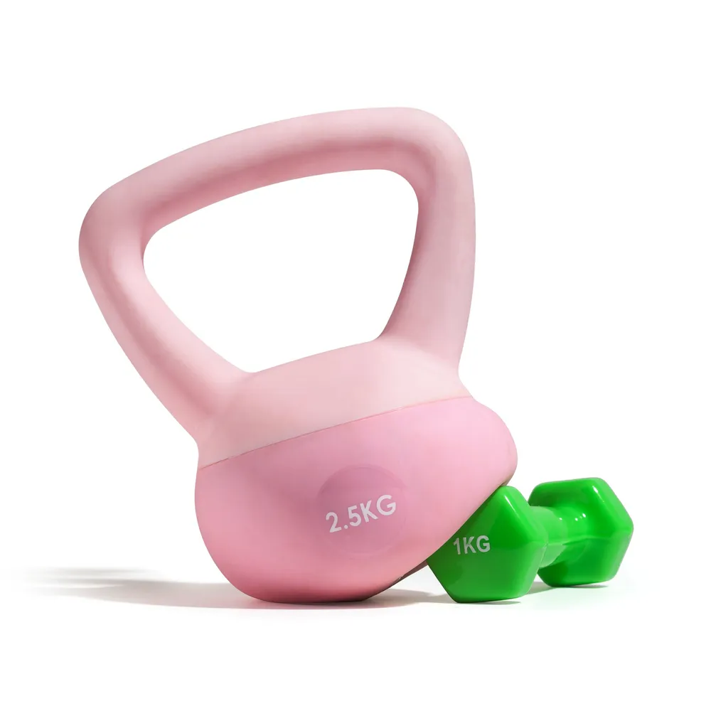 Gantere Kettlebell din plastic este ideal pentru a lucra diferite grupe de mușchi