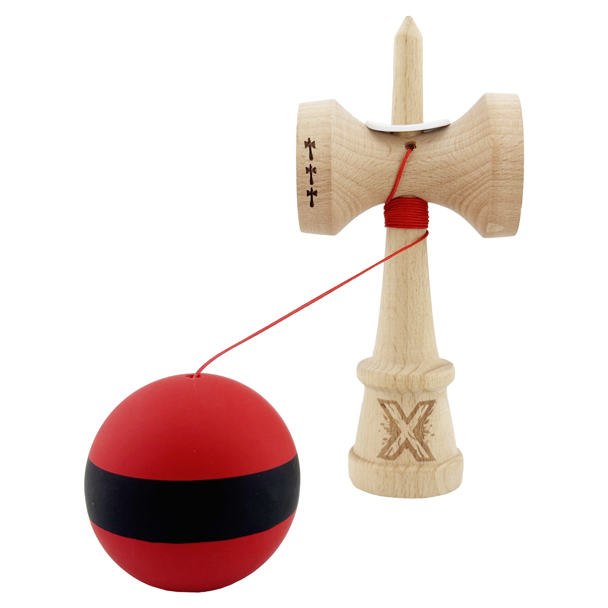 kendama-x-originala-profesionala-flippy-cupe-mari-king-size-v3-rubber-grip-gaura-in-baza-rulment-met-69413d1fea0bf Kendama X Originala, Profesionala, Flippy, Cupe Mari KING SIZE V3, Rubber Grip, Gaura in Baza, Rulment Metalic, din lemn 18 cm, Ata 62/65 cm, M Bicolor Rosu Dublu/Negru - imagine 1